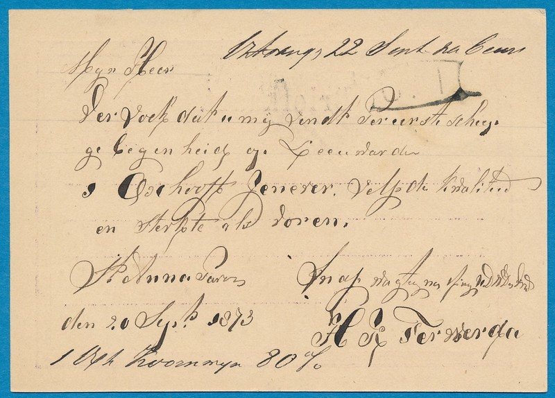 NEDERLAND briefkaart 1873 St Anna Parochie naar Schiedam