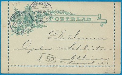 NEDERLAND postblad 1908 lokaal Amsterdam NEDERLAND postblad 1908 lokaal Amsterdam