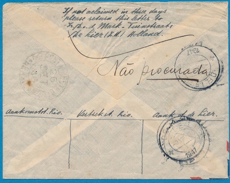 NEDERLAND 3e KLM proefvlucht Z-Amerika 1946 De Lier