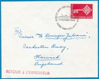 NEDERLAND scheepsbrief 1968 MS Kon. Juliana