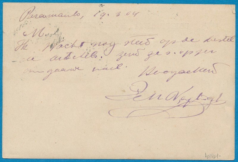 SURINAME briefkaart 1904 Paramaribo naar Velp