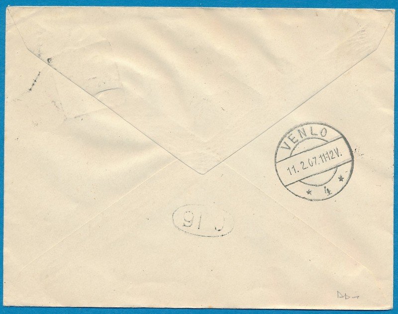 SURINAME envelop 1907 Paramaribo naar Venlo