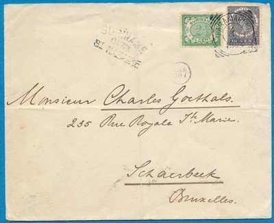 SURINAME brief 1908 Paramaribo naar België