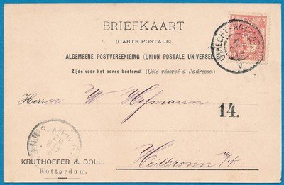 NEDERLAND briefkaart 1902 perfin K&D