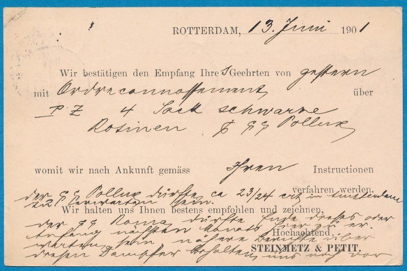 NEDERLAND briefkaart 1901 Rotterdam perfin S&P