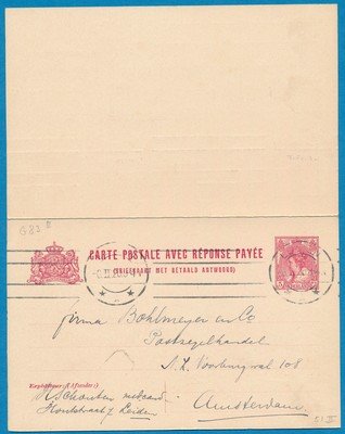 NEDERLAND briefkaart met antwoord 1920 Leiden