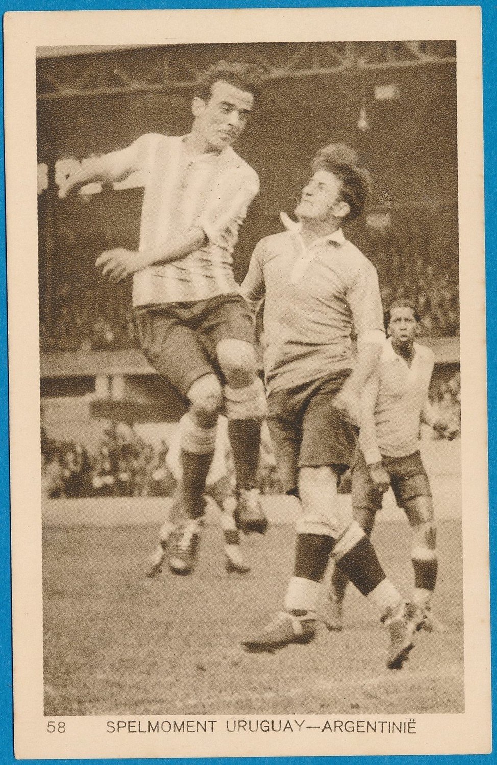 OLYMPIADE Amsterdam 1928 kaart voetbal Uruguay Argentinië spelmoment *
