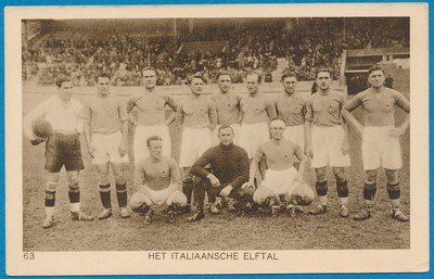 OLYMPIADE Amsterdam 1928 kaart voetbal Italiaans elftal *