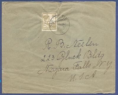 SURINAME brief 1928 Paramaribo naar USA