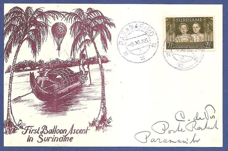 SURINAME 1e ballon vaart 1955 Paramaribo