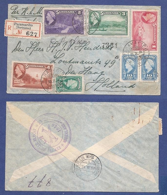 SURINAME R 1e vlucht 1946 Paramaribo - Amsterdam