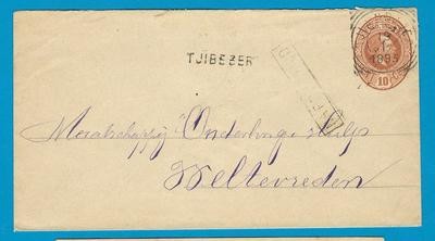 NETHERLANDS INDIES postal envelope 1895 line cancel Tjibeber