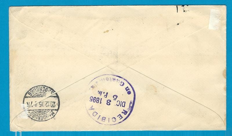 GUATEMALA envelope 1895 San Jose to Germany