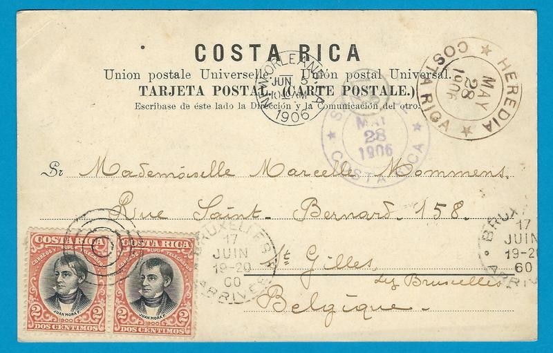 COSTA RICA PPC Cartago 1906 Herida to Belgium