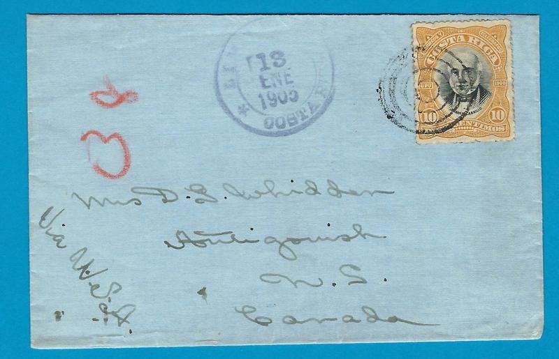 COSTA RICA cover 1906 Limon to Canada