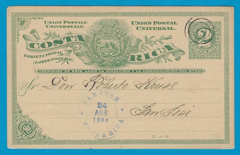 COSTA RICA postal card 1899 German society