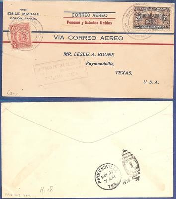 PANAMA airmail cover 1929 Panama - Cuba to USA PANAMA airmail cover 1929 Panama - Cuba to USA