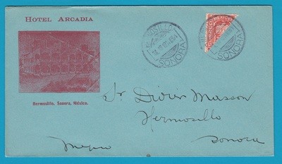 MEXICO cover 1914 Hermosillo with bisect
