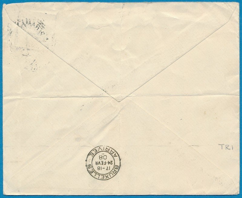 SURINAME brief 1908 Paramaribo naar België