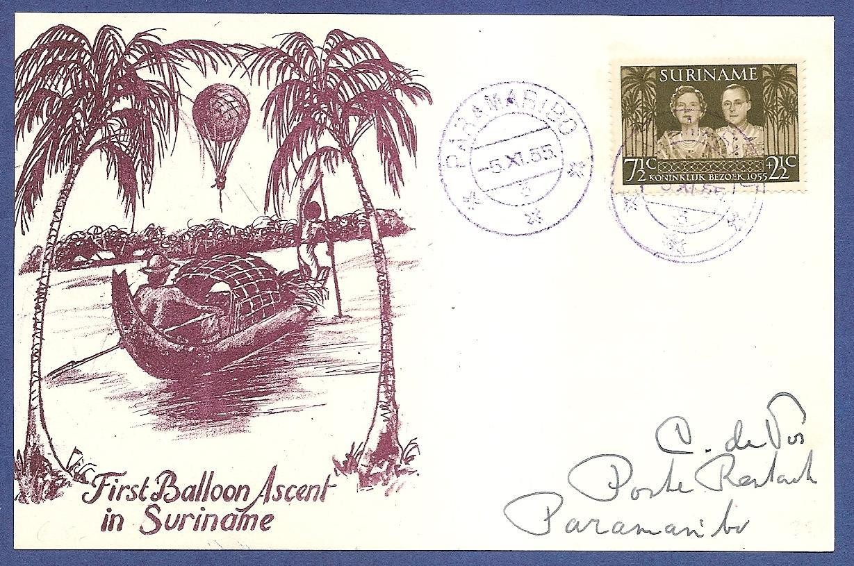 SURINAME 1e ballon vaart 1955 Paramaribo