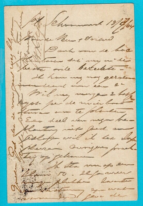 SURINAME briefkaart 1904 Beneden Commenwijne plantage