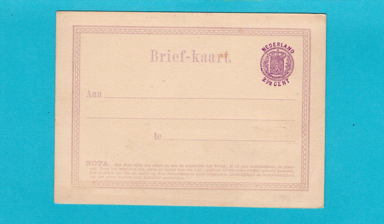 NEDERLAND briefkaart 1873 Geuzendam #4 ** NEDERLAND briefkaart 1873 Geuzendam #4 **