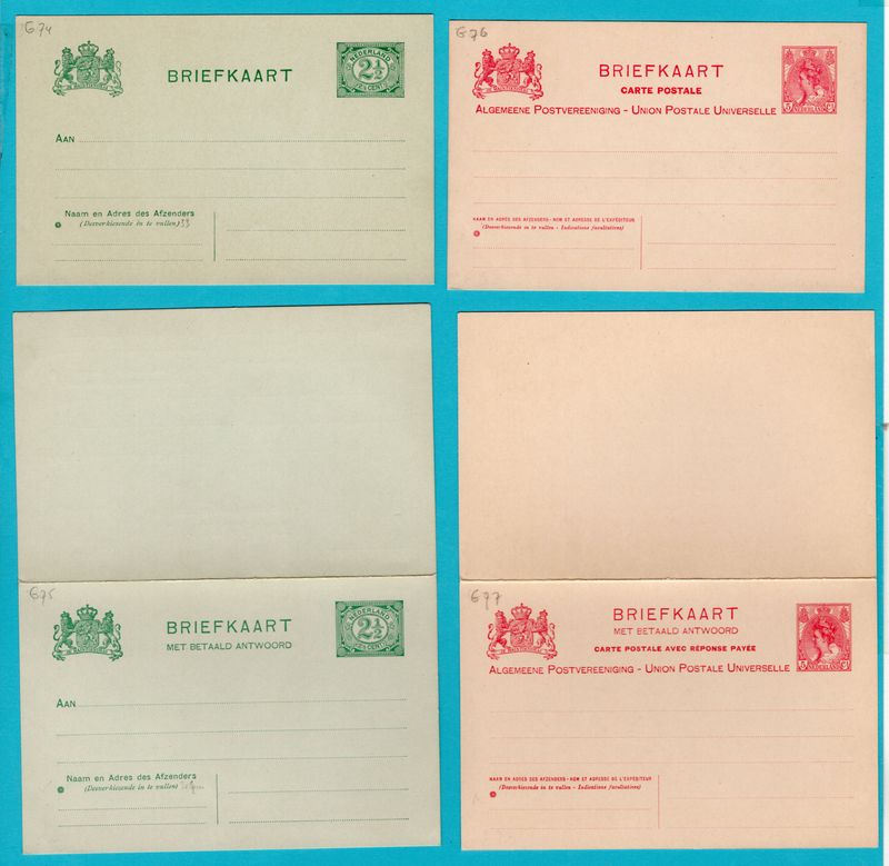 NEDERLAND briefkaarten met rozet 1908 Geuzendam #74-77 **