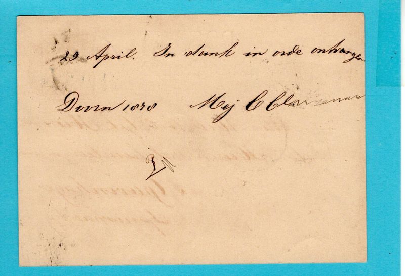 NEDERLAND briefkaart 1878 Doorn naamstempel + Driebergen