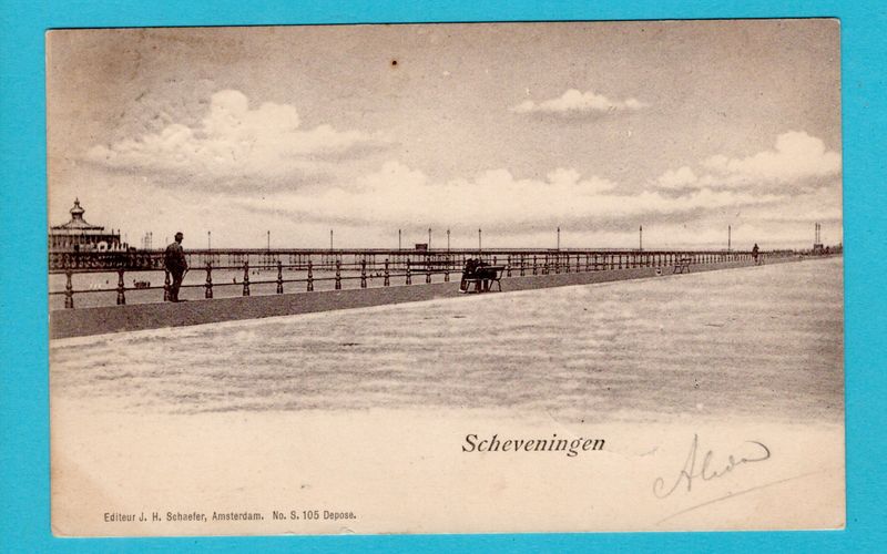 NEDERLAND prentbriefkaart Scheveningen 1901 brandstempel 's Gravenhage naar Enschede