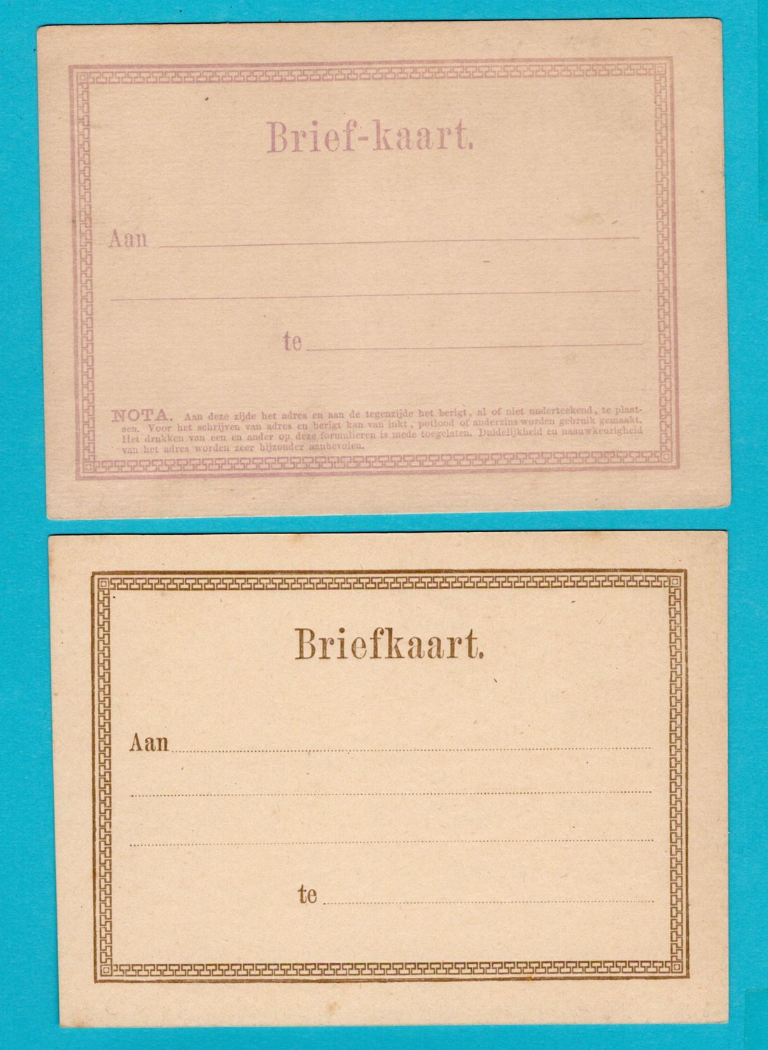 NEDERLAND briefkaart formulier I, II 1871-74 ** NEDERLAND briefkaart formulier I, II 1871-74 **
