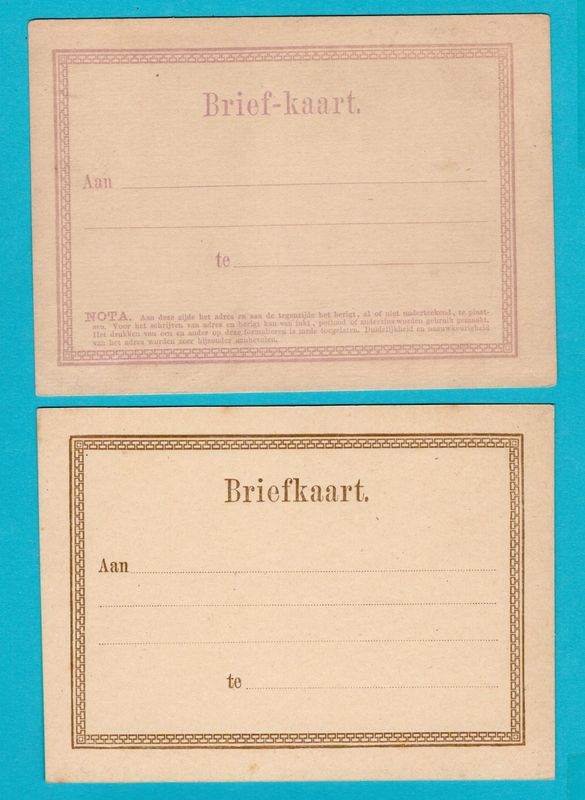 NEDERLAND briefkaart formulier I, II 1871-74 **