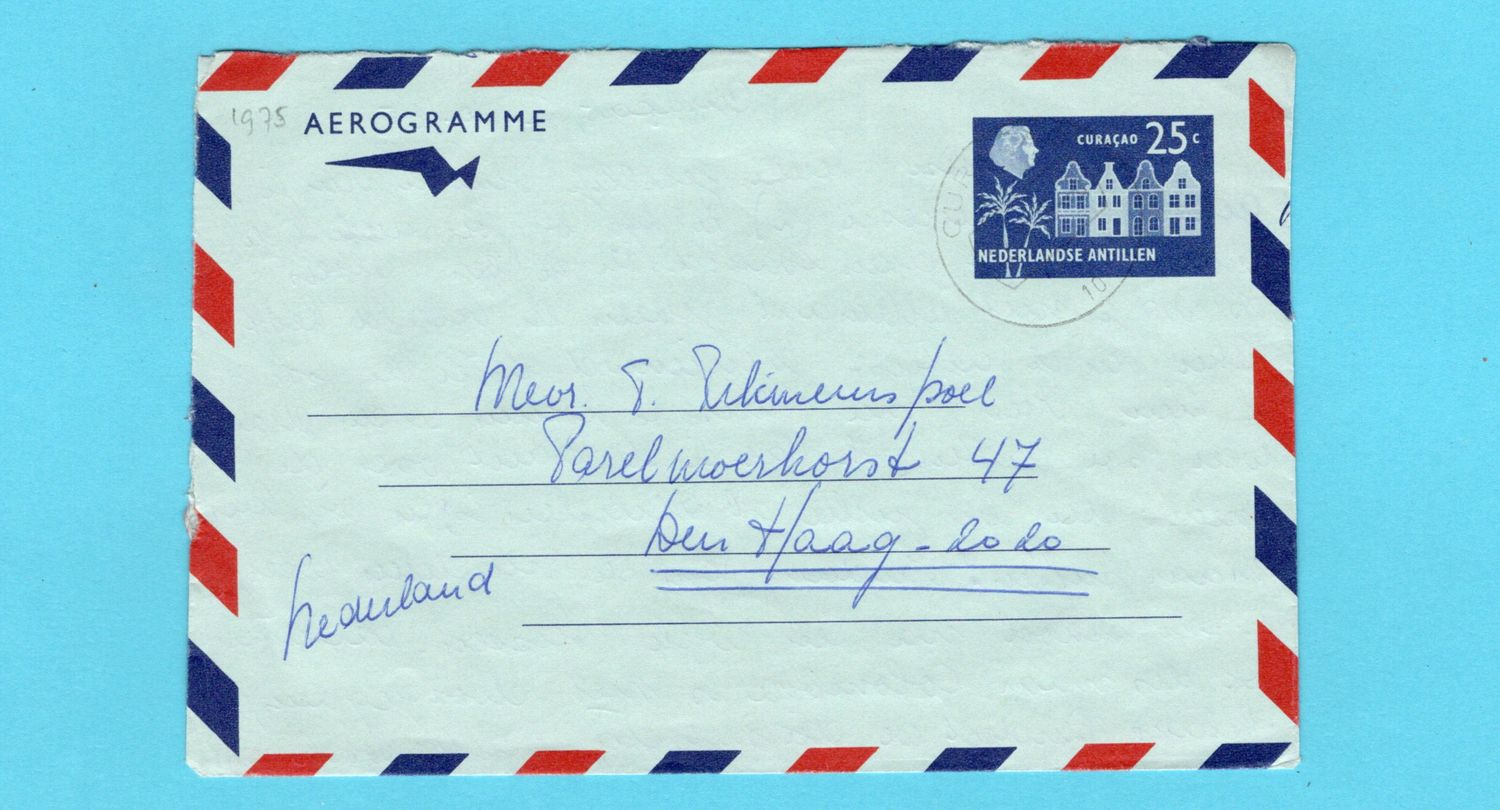NEDERLANDSE ANTILLEN postblad 1975 Curaçao naar Den Haag (G4) NEDERLANDSE ANTILLEN postblad 1975 Curaçao naar Den Haag (G4)