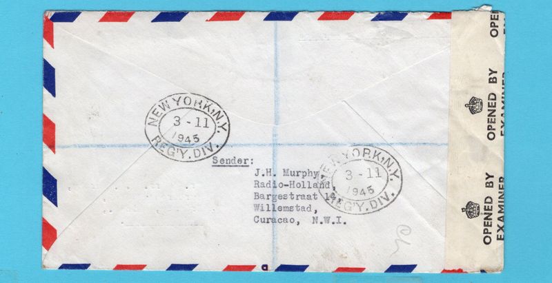 CURAÇAO censuur R brief 1945 Willemstad naar Grimsby, Engeland