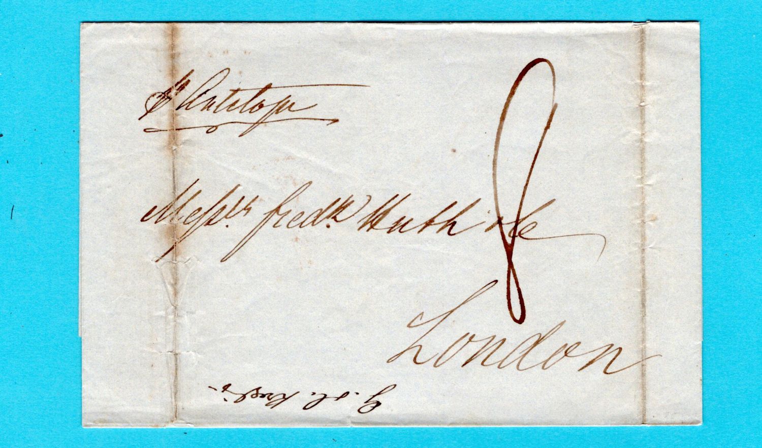 BRAZIL cover sheet by ship Antilope 1847 Rio de Janeiro to London