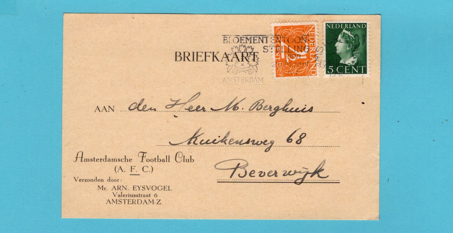 NEDERLAND kaart Voetbal club AFC 1948 Amsterdam naar Beverwijk