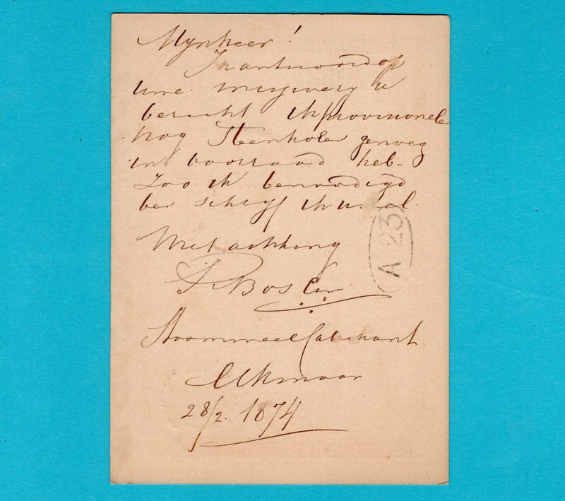 NEDERLAND briefkaart 1874 Alkmaar - Geuzendam #4