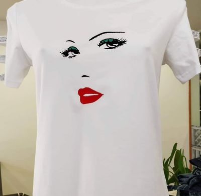 T-Shirt donna con ricamo &quot;VISO DI DONNA&quot;