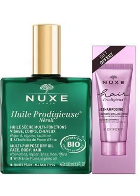Nuxe Huile Prodigieuse Neroli olio secco multifunzioni viso corpo capelli 100ml + Nuxe Hair shampoo 30ml