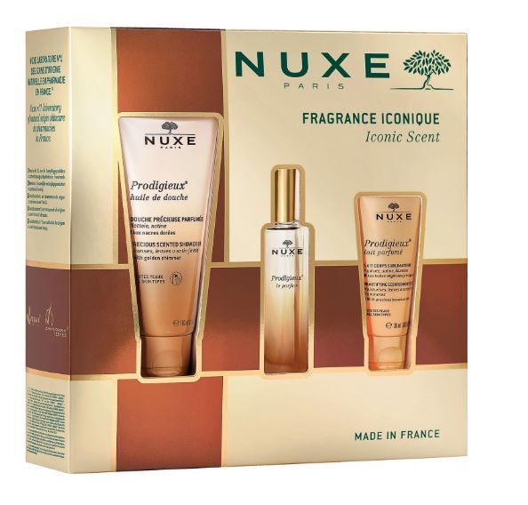 Nuxe Cofanetto Fragranza Prodigieux Profumo 30ml + Olio Doccia 100ml + Latte Corpo 30ml