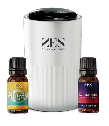 DIFFUSORE DI AROMI PRANA + CALMANIMA 10 ml + ALBAKI 10 ml