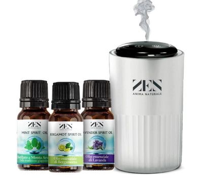 DIFFUSORE DI AROMI PRANA + OLIO ESSENZIALE MENTA ARVENSIS 10 ml + OLIO ESSENZIALE BERGAMOTTO 10 ml + OLIO ESSENZIALE LAVANDA 10 ml