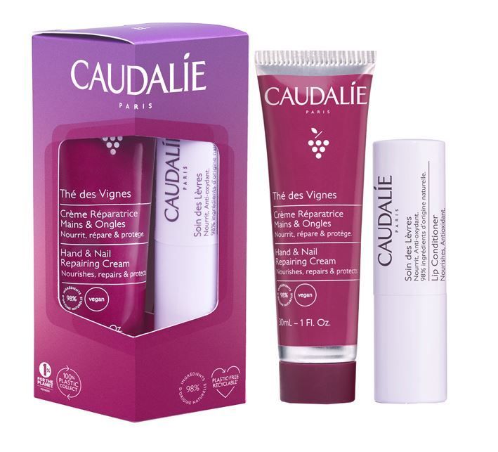 Caudalie The Des Vignes Crema Mani E Unghie 30ml + Trattamento Labbra Stick 4,5g