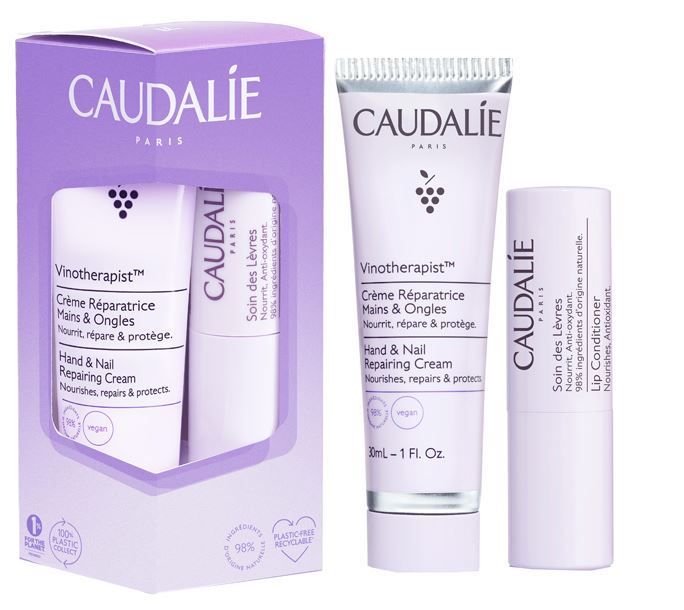OFFERTA DOPPIA   Caudalie Vinotherapist Crema Mani & Unghie 30ml e  Caudalie The Des Vignes Crema Mani E Unghie 30ml +  DUE TrattamentI Stick Labbra 4,5g