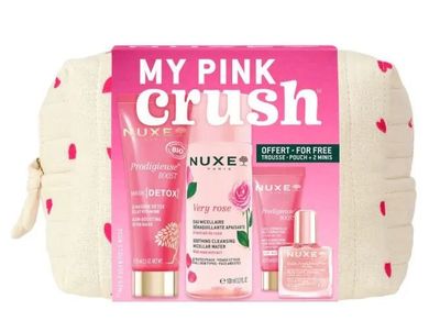 Nuxe Trousse Pink Crush – Routine viso con Acqua Micellare, Maschera Detox e Huile Prodigieuse