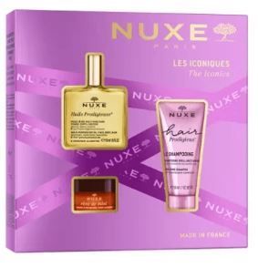 Nuxe Gli Iconici cofanetto con olio secco multi-funzioni 50ml + shampoo effetto lucentezza 50ml + balsamo labbra ultra-nutriente 15 grammi Nuxe Gli Iconici cofanetto con olio secco multi-funzioni 50ml + shampoo effetto lucentezza 50ml + balsamo labbra ultra-nutriente 15 grammi
