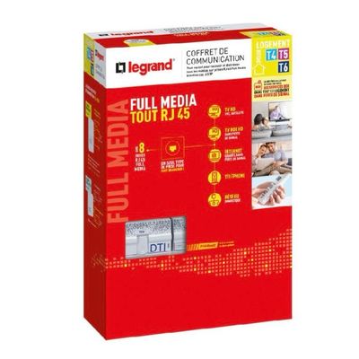 Legrand Drivia13 Coffret de Communication Full Média tout RJ45 pour T4 à T6.