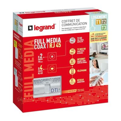 Legrand Drivia13 Coffret de Communication Full Média Coax et RJ45 pour T1 à T3.