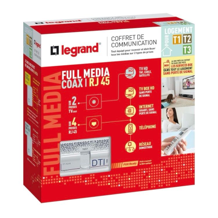 Legrand Drivia13 Coffret de Communication Full Média Coax et RJ45 pour T1 à T3.