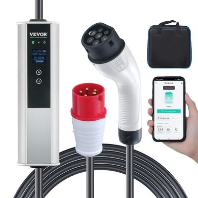 Irve Vevor Chargeur EV Portable Voiture Électrique Type 2 Câble 7,5m 230V/400V 3,7kW/11kW CEE 16.