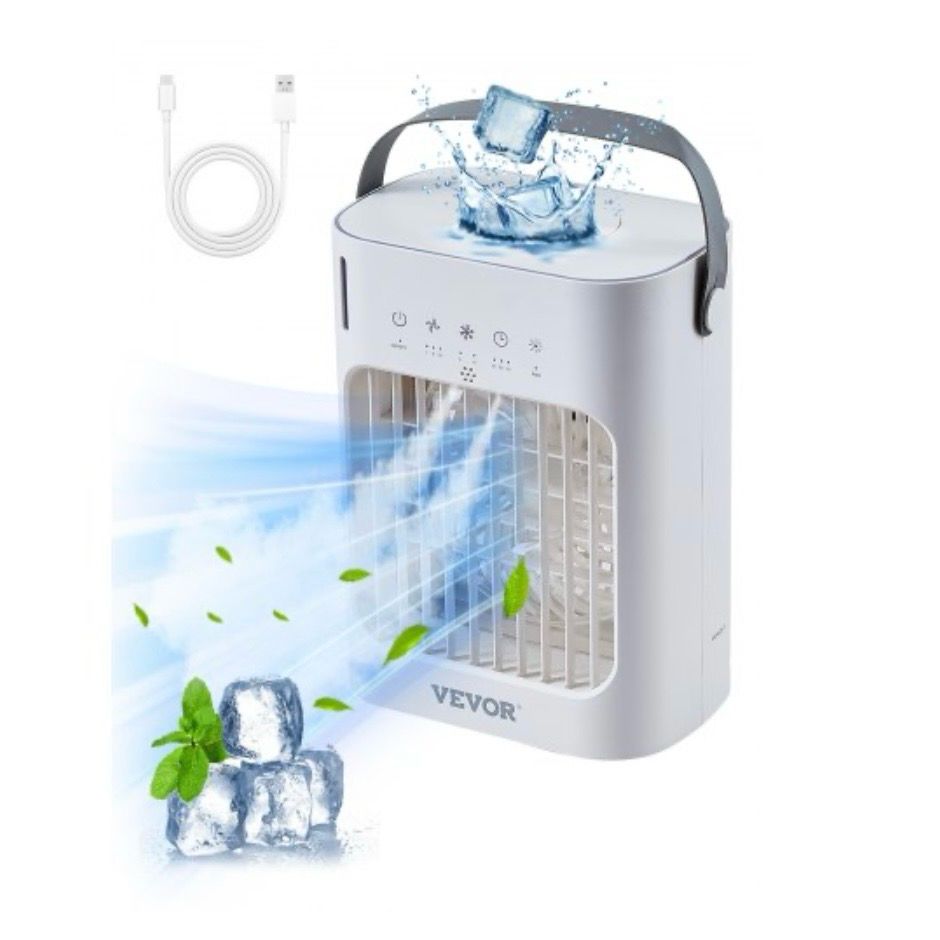 Vevor Climatiseur Portable Refroidisseur Air Évaporation Réservoir d&#39;Eau 700 mL., Têtes Pivotantes: 0,7 L-Tête Non Pivotante